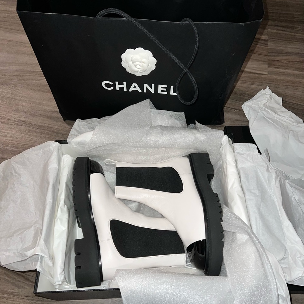 White Ankle Boots Chanel